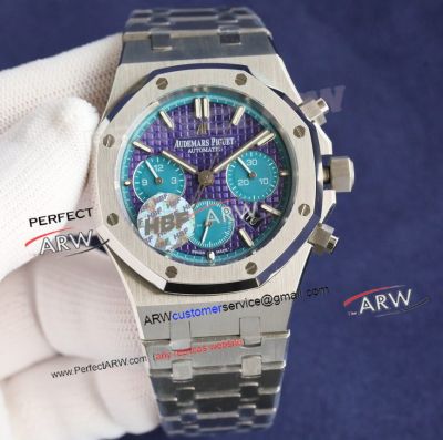 HBF Audemars Piguet Royal Oak Chronograph Purple-Blue Face Stainless Steel Replica Watch 